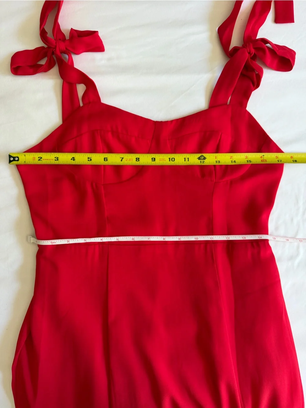Rihoas Nordstrom Vibrant Red Tie-Shoulder Midi Dress - Picture 13 of 15